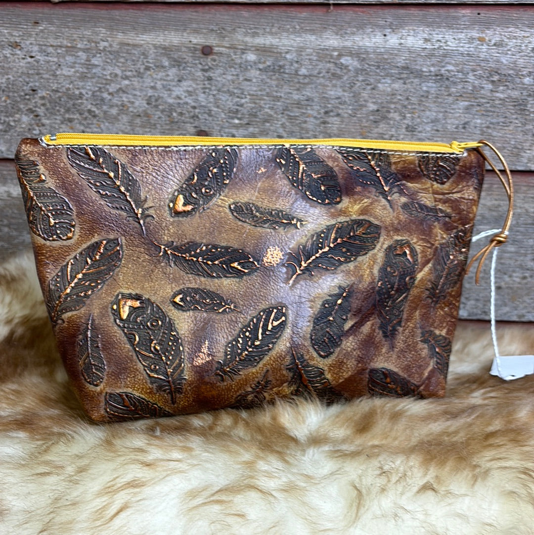 Bronze Feather Cosmetic bag