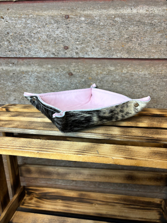 HAIR ON HIDE AND SMOOTH PINK LEATHER VALET TRAY
