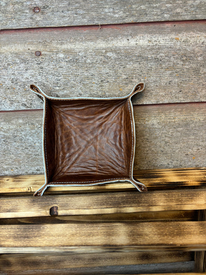 HAIR ON HIDE AND SMOOTH LEATHER VALET TRAY