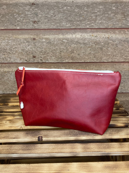 SOLID RED COSMETIC BAG