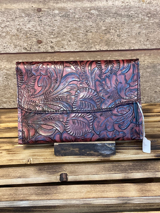 RED & BLACK EMBOSSED LEATHER WALLET